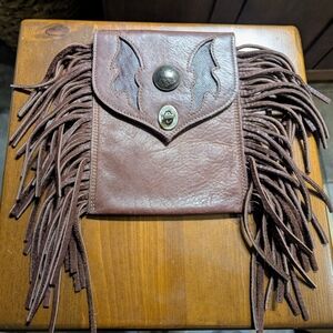 Handmade Leather Fringe Hip Bag